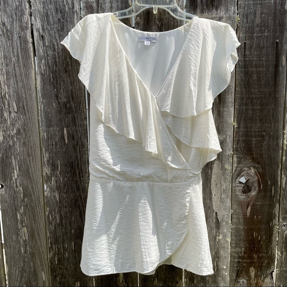 Halston sleeveless wrap blouse top size XL